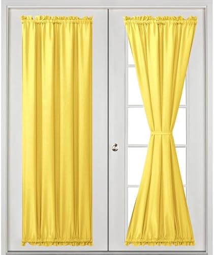 Hiasan French Door Curtains Privacy, Yellow, 24W x 72L, 1 Panel - Image 2