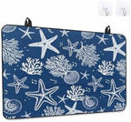 Navy Blue Coastal Stove Top Covers for Electric Stove, Summer Beach Induction Cooktop Cover Protector, Ocean Coral Starfish Conch Range Mat for Glass Top Stove, Kitchen Dish Drying Mat, 24"x21" by Unknown