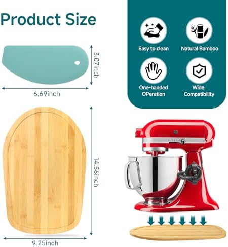 Sliding Mat for Kitchen aid 4.5-5 Qt Stand Mixer with 1Pc Gourmet Bowl Scraper and 2Pcs Cord Organizer for Kitchen Appliance Slider (4.5-5 Qt 1Pc Silicone Dough Scraper and 2x Cord Organizer, Natural) - Image 7