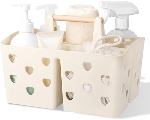 Portable Shower Caddy Plastic Shower Basket Organizer with Handle, Beige by Anyoifax