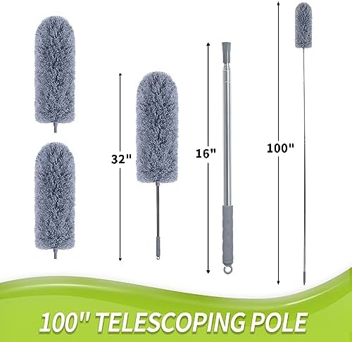 IVYROLL Duster with Extension Pole for Cleaning (2 Microfiber Heads Kit) - Image 4