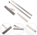 Long Handle Tile Grout Crevice Brush with Stiff Bristles, Rotatable Floor and Shower Scrub Brush for Home Bathroom and Kitchen Cleaning, Beige Hard Bristle Scrubbing Tool for Walls - Image 4