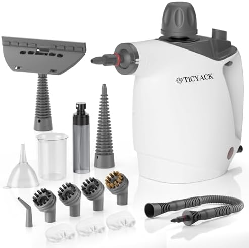 TICYACK Handheld Steam Cleaner, 500ML & Continuous Steam, 16 PCS, White by VisittheTICYACK