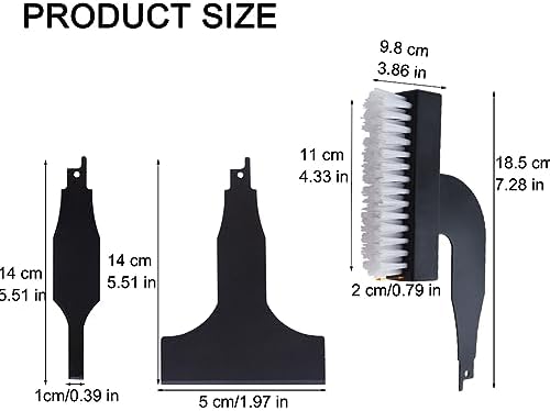 4pcs Reciprocating Saw Spatula Brush Set, Reciprotools Attachments and Adapters Nylon Wire Alloy Steel Cleaning Tool Multifunctional Carbon Steel Tile Ground Mud(Black) - Image 3