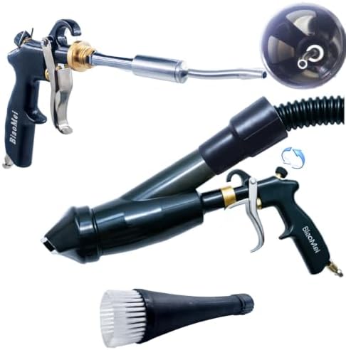 Car Interior Detailing Air Blow Gun &vacunm Gun,Cleaning Gun Quickly Blasts Dirt and Dust from Surface Works with Air Compressor(Upgrade Aluminium Rotate Tube) 2IN1 by DOZIME