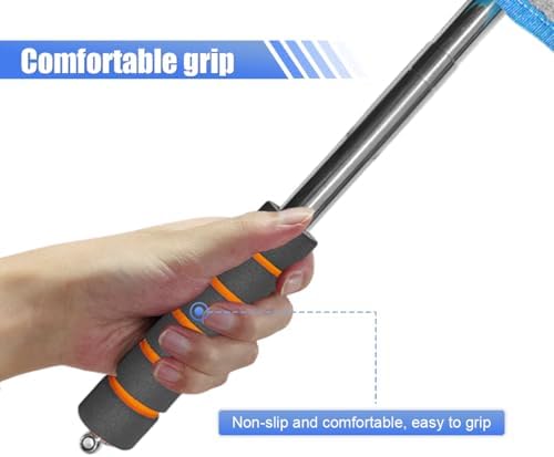 Car Windshield Cleaner Tool, Retractable Rearview Mirror Brush with Extendable Handle, Microfiber Window Washing Pad, Portable Auto Glass Wiper for Car Home Office (Blue) - Image 4