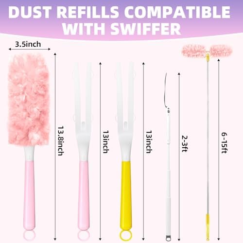 30 Count Duster Refills Compatible with Swiffer Handle, 360° Multi-Surface Duster Refills with 1 Handle, Dusters with 5X Microfibers for Cleaning Home, Furniture, Electronics, Office, Blinds - Image 4