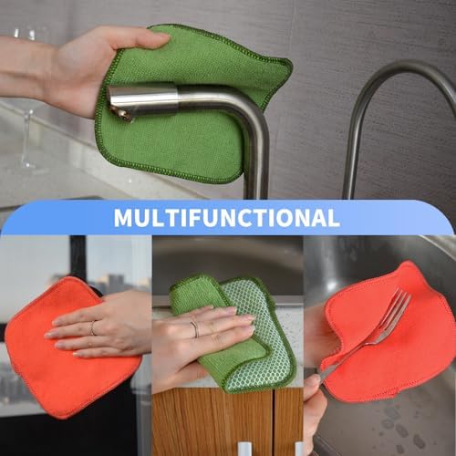 KinHwa Dish Cloths for Washing Dishes with Scrub Side, Microfiber Dish Rags - Image 4