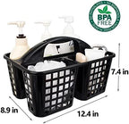 Portable Shower Caddy Basket Plastic Storage Basket with Compartments Black - Image 5
