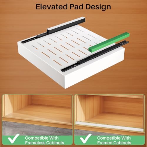 Pull out Cabinet Organizer, 21"Deep, 16.9"Wide Full-Extension Heavy Duty Slide out Drawers with Nano Adhesive, Roll Out Shelf Sliding Cabinet Storage for Kitchen, Bathroom, Pantry, Under Sink(White) - Image 3