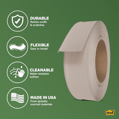 MD Building Vinyl Wall Base, Desert Beige, 4in x 120ft Dry Back - Image 4