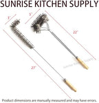SUNRISE Fryer Brush with Long Handle (Stainless Steel, L, Double Brush, and Rubber Handle Cleaning Rod) - Image 7