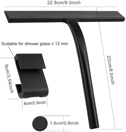 Silicone Shower Squeegee, Black, 9 inch - Image 2