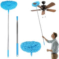 Ceiling Fan Cleaner Duster Reusable Microfiber Removable Extendable Duster with 95" Telescoping Pole for Cleaning Walls Furniture Door Window Top (Blue) by iHUFeather