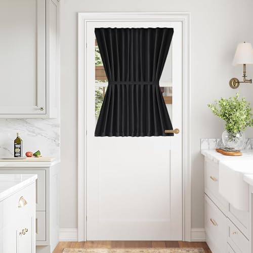 Vatge French Door Window Curtains - Privacy Front Door Curtains for Glass Doors, Doors Window Covering for Doorways, 1 Panel, W54 x L40, Black by Vatge