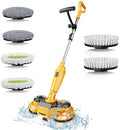 Cordless Electric Mop for Dewalt 20V Battery (NO Battery), 2 in 1 Spin Mop & Electric Floor Scrubber Machine with LED Light & Water Spray, 800 RPM Rotating Electric Mops for Floor (Black Yellow) by denqirProLi-PowerTools