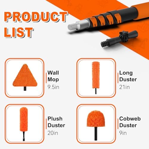 SISUPASSIE 30FT Duster Cleaner Kit, Dusters for Cleaning with Extension Pole, Baseboard & Wall and Window Cleaner Mop for Fan Blades, High Ceiling and Cobweb - Image 2