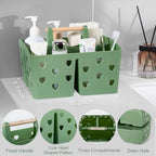 Portable Shower Caddy Plastic Shower Basket Organizer with Handle, Green - Image 4