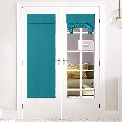 NICETOWN Peacock Teal Blackout French Door Curtain Window Cover by NICETOWN