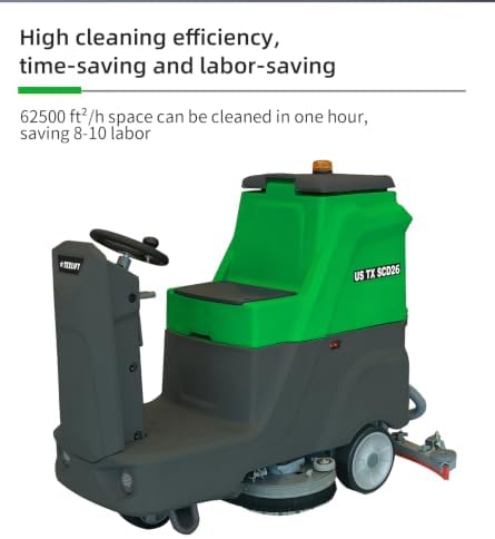 Commercial Ride-On Floor Scrubber Machine – 26" Cleaning Path, 29 Gal Solution Tank, 32 Gal Recovery Tank, Battery Powered Industrial Floor Scrubber, 6–8 Hour Runtime (US-TX SCD26) - Image 3