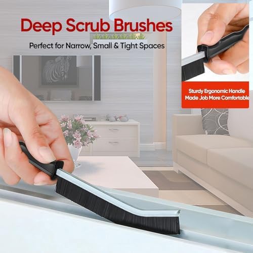 Crevice Cleaning Brush Set, Multi-Purpose Hard Bristle Brushes for Deep Cleaning Kitchen, Bathroom, Grout, Sink, Cup, Teapot, Bottle, Blender, Corners, Tight Spaces & More (6) - Image 3