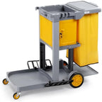 TUFFIOM Multifunctional Janitorial Cart with Key-Locking Cabinet,Cleaning Carts on Wheels,with 15 Gallon Collection Bag,500 lbs Capacity, Yellow&Gray by TUFFIOM
