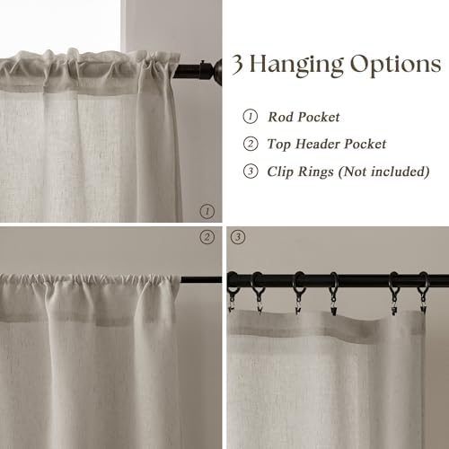 Burlywood Birch Small Curtains 45 Inch Long 2 Panels Smei Sheer - Image 7