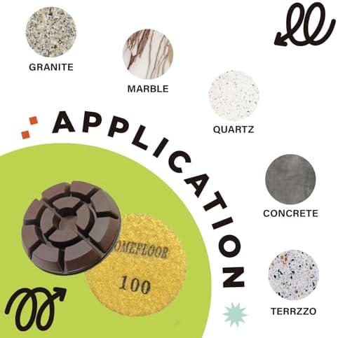 Diamond Floor Polishing Pads, 3 Inch Resin Bond Hook and Loop Polishing Pucks for Concrete, Terrazzo, Marble, Granite, Grit 100, 3PCS - Image 4