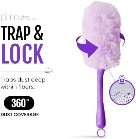 milema Picco 360 Double-Sided Duster, Purple, 1 Short Handle, 23 Refills - Image 2