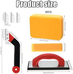 Blulu 11 Pcs Grout Float Set, Rubber Float, 6 Sponges, Angled Saw, Red - Image 2