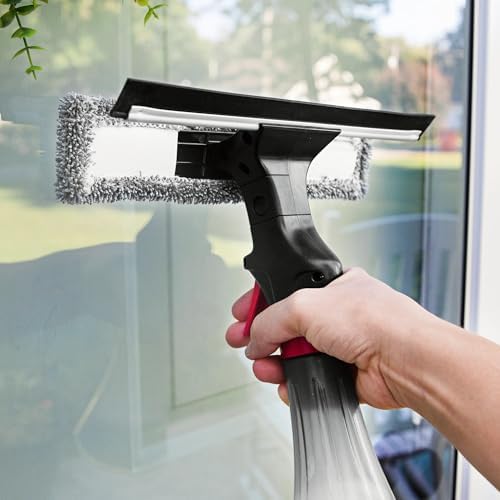 Libman 3-in-1 Window Squeegee Spray Tool – Spray Bottle with Microfiber Scrubber and Rubber Blade – All-in-One Glass Cleaner – Streak-Free Shine – Machine-Washable – Easy Storage & Use - Image 5