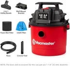 Vacmaster VOMCM205P 1101 2.5-Gal 2 Peak HP Wall Mount Wet/Dry Vac Red - Image 2