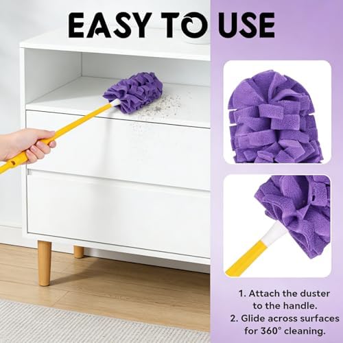 Reusable Duster Refill, Upgrade Duster Refill Reusable Fleece Dusters Refills Feather Flat Dusters Multi Surface Washable Cleaning Pads Tools for Home, Blinds, Car, Furniture, Fans (1set) - Image 3
