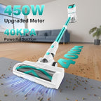 Tikom V500 Cordless Vacuum Cleaner for Home, 40000Pa/450W Stick Vacuum with LED Touch Screen, Charging Wall Dock, Anti-Tangle, Lightweight Handheld Vacuum for Pet Hair, Hard Floor, Carpet, Blue - Image 2