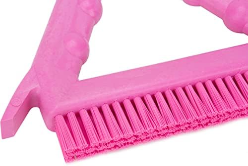 SPARTA Plastic Commercial Grout Brush, Triangle-Shaped Scrub Brush with Scraper and Two Threaded Holes for Attaching Handle (Sold Separately), 9 x 7 x 7 Inches, Pink - Image 5