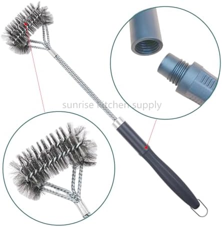 SUNRISE Fryer Brush with Long Handle (Stainless Steel with Plastic Handle, Double Brush) - Image 2