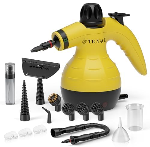 TICYACK Handheld Steam Cleaner with 16 Accessories & Safety Lock, Yellow by VisittheTICYACK