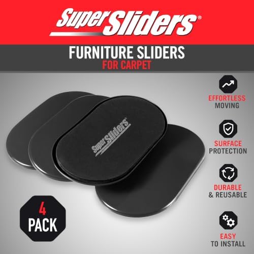 Super Sliders 5-3/4" x 9-1/2" XL Oval Reusable Furniture Sliders for Carpet, Anti-Slip Protective Furniture Moving Pads for Beds, Sofas, Dressers, Set of 4, Black - Image 3
