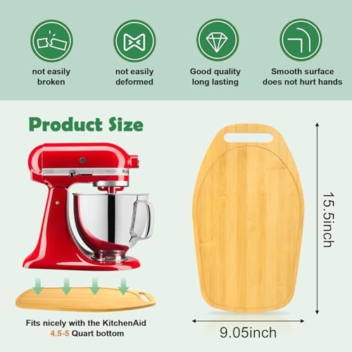 Mixer Slider Compatible with Kitchen aid Bowl Lift 4 .5-5 Qt Stand Mixer Bamboo- Kitchen Countertop Storage Mover Sliding Caddy for Kitchen Aid 4 .5-5 Qt Mixer (4 .5-5 Qt with handle-Natural) - Image 6
