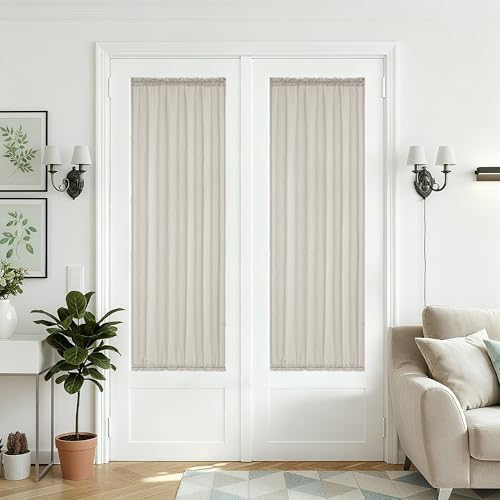 Burlywood Birch Double Door Window Curtains 2 Panels Semi Sheer by DUKIYO