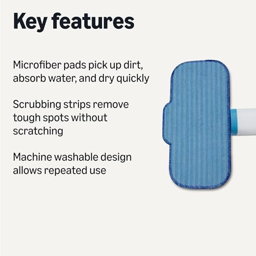 Amazon Basics Washable Steam Mop Replacement Pads for All Hard Floors, 4-Pack - Image 2