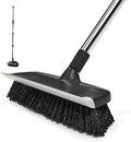ITTAR Floor Scrub Brush with 55" Long Handle, 10" Wide Stiff Bristles Deck Brush, Stainsless Steel Pole Heavy-Duty Cleaning Brush, 2-in-1 Scrubber with Ruber Squeegee for Deck, Patio, Pool, Tile, Wall by ITTAR