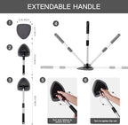 Qydipclin 10pcs Windshield Cleaner Tool, Car Window Cleaning Wash Kit with 4 Reusable Microfiber Pads 1 Spray Bottle and Extendable Handle Auto Glass Wiper Kit, Gray - Image 5