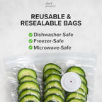 Chef Preserve Compact Vacuum Sealer for Food (Vacuum Sealer Machine + 30 Reusable Vacuum Bags) Powerful Handheld Vacuum Sealer Machine, Seal Meal Saver, Portable Food Sealer - Image 2