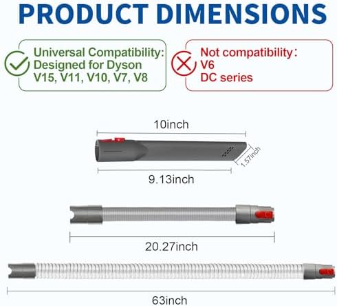 Extension Hose and Crevice Tool Compatible with Dyson V7 V8 V10 V15 Cleaner - Image 3