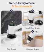 Cordless Electric Spin Scrubber with 5 Brush Heads, White-te1 - Image 4