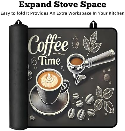 Multi-Design Stove Top Cover for Glass/Electric Stoves - 3-in-1 Heat-Resistant Protector Mat, Non-Slip Drying Rack 28"x20" (Coffee, 28" L x 20" W) - Image 6