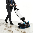 Battery Powered Walk Behind Mini Automatic Floor Scrubber Machine – Compact & Portable, 17” Cleaning Width – Ideal for Small Commercial Spaces, Offices, Retail & More White by Unknown