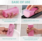4 Pack Damp Dusting Sponge Duster, Pink Dust Cleaning Sponge, Reusable Household Cleaning Sponge Tool for Blinds, floorboards, Fan Blades, Vents, Glass, Railings, Mirrors - Image 4