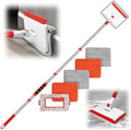 JEHONN Baseboard Cleaner Tool with Handle, 56 inches Base Boards Cleaning Mop Scrubber, 1 Stiff Bristles Brush, 2 Chenille and 2 Microfiber Pads, Wall Duster for Floorboard Ceiling Window Tile by JEHONN
